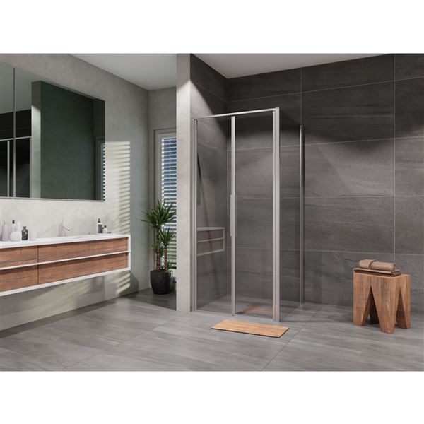Sprchový kout Tadao 90 x 90 cm, sklo čiré, profil aluchrom, čtverec, 2křídlé dveře, Lansanit PD2-90/SPD90-2