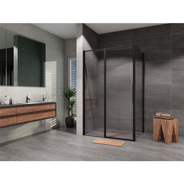 Sprchový kout Tadao 100 x 80 cm, sklo čiré, profil černý, obdélník, Lansanit PD3-10-B/SPD80-B
