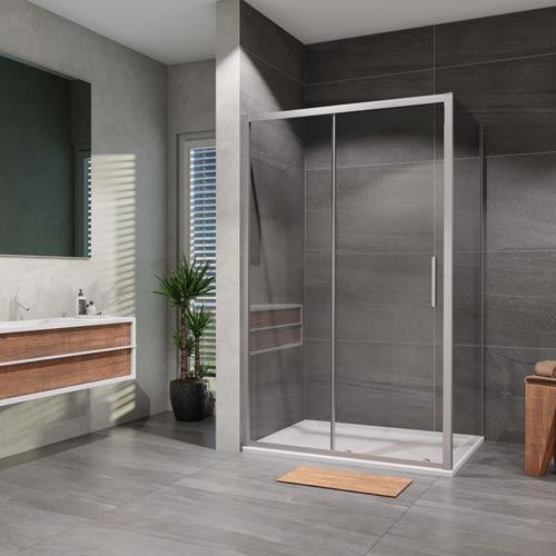 Set sprchového koutu Vati 100 x 90 cm s vaničkou, sklo čiré, profil aluchrom, obdélník, Lansanit LAN50015