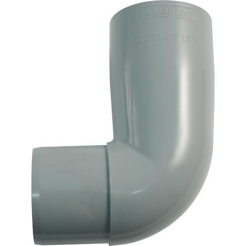 Koleno svodu okapu 90° DN 53 mm, šedá, plast, Marley 080710