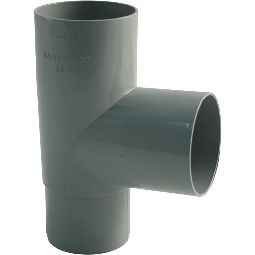 Odbočka svodu okapu 90° DN 53 mm, šedá, plast, Marley 080796