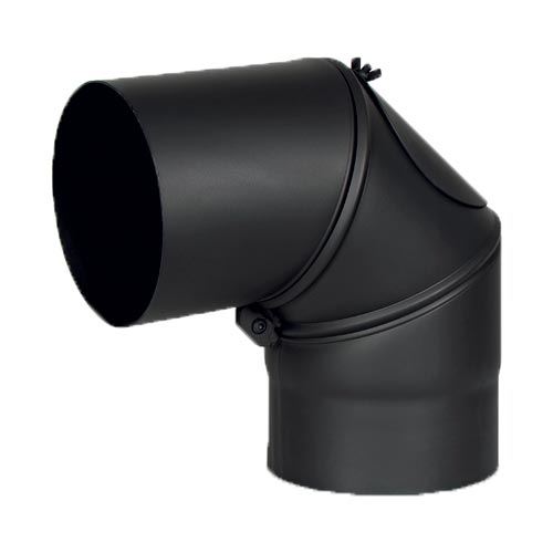 Ocelové koleno 0-90° kouřovodu 160 mm, přenastavitelné, s čisticím otvorem, tloušťka 1,5 mm