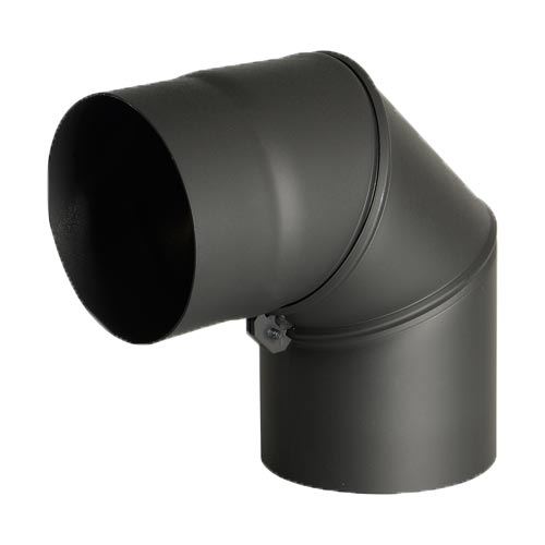 Ocelové koleno 0-90° kouřovodu 130 mm, přenastavitelné, tloušťka 1,5 mm
