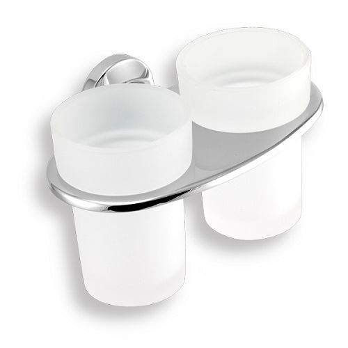 Držák kartáčků a pasty dvojitý Metalia 11, sklo/chrom, Novaservis, 0157,0