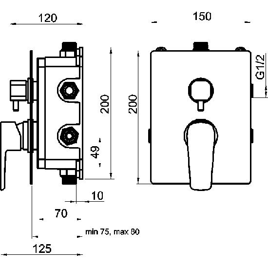 Vanová baterie Metalia 58, chrom, podomítková, bez příslušenství, Novaservis BOX58051R,0