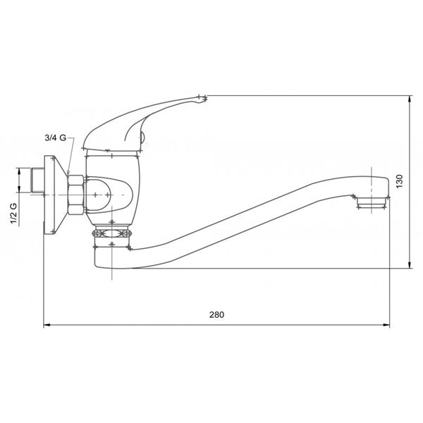 Umyvadlová baterie Metalia 55 100 mm, chrom, nástěnná, Novaservis 55074,0
