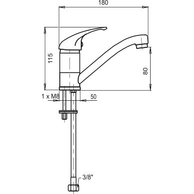 Umyvadlová baterie Metalia 55, chrom, stojánková, bez výpustě, Novaservis 55097,0