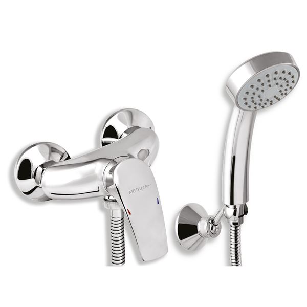 Sprchová baterie Metalia 57 100 mm, chrom, nástěnná, s příslušenstvím, Novaservis 57065,0