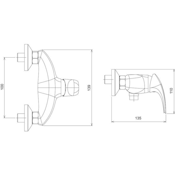 Sprchová baterie Metalia 57 100 mm, chrom, nástěnná, s příslušenstvím, Novaservis 57065,0