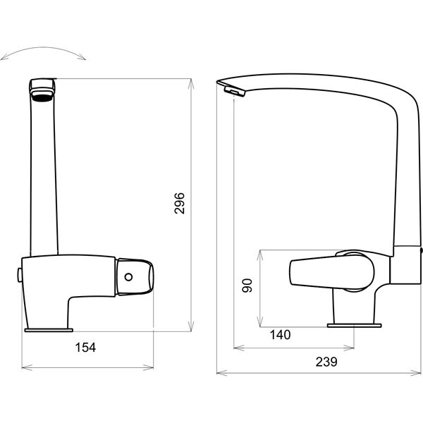 Dřezová baterie Metalia 57, chrom, stojánková, Novaservis 57115,0