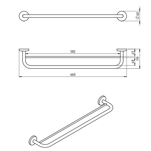 Držák ručníků dvojitý Metalia 1,chrom, Novaservis, 6125,0