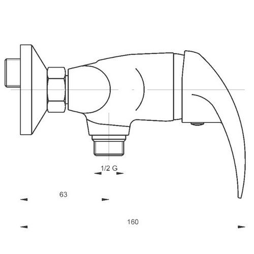 Sprchová baterie Titania Lux 150 mm, chrom, nástěnná, bez příslušenství, Novaservis 91060/1,0