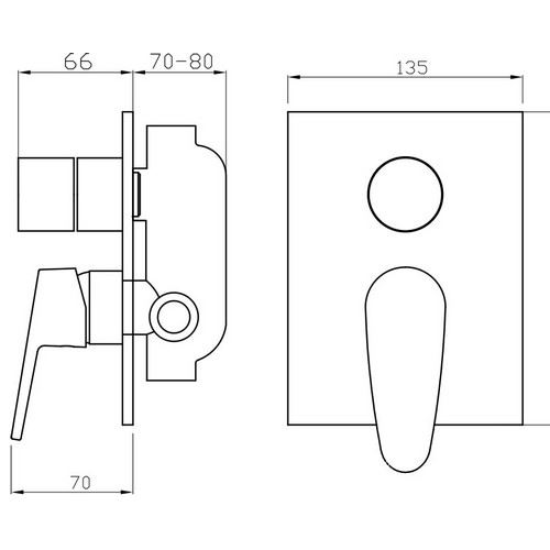 Sprchová/vanová baterie Titania Iris, chrom, podomítková, bez příslušenství, Novaservis 94450R,0