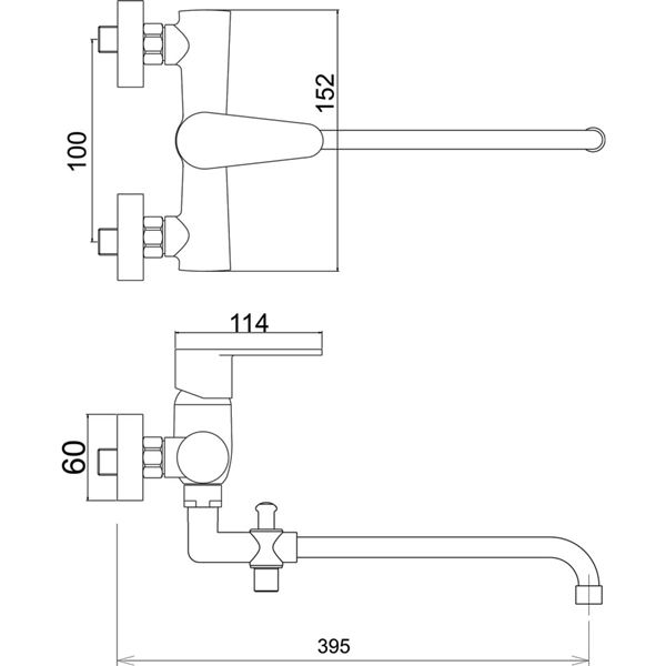 Umyvadlová paneláková baterie Titania Fresh 100 mm, chrom, nástěnná, bez příslušenství, Novaservis 96037/1,0