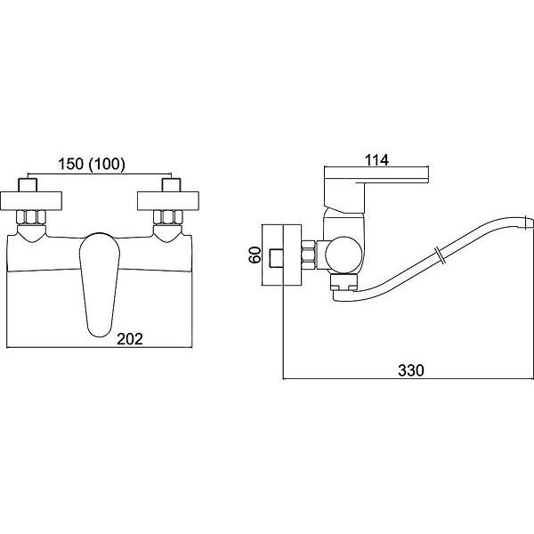 Umyvadlová baterie Titania Fresh 100 mm, chrom, nástěnná, Novaservis 96074,0