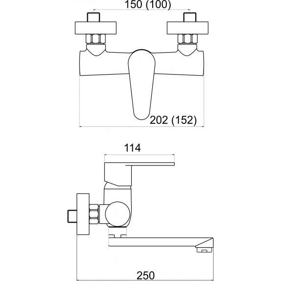 Umyvadlová baterie Titania Fresh 150 mm, chrom, nástěnná, Novaservis 96076,0