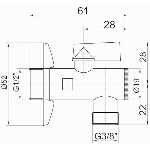 Ventil rohový 1/2" x 3/8" s filtrem, hliníková páka, Novaservis EZ1238KF (CF3008/10)