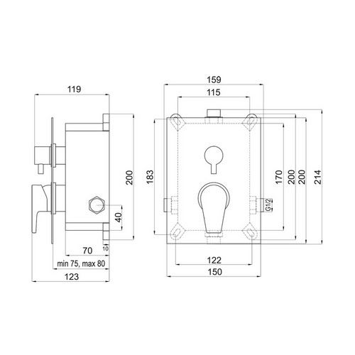 Vanová baterie Nobless Vision X, chrom, podomítková, bez příslušenství, Novaservis BOX42051R,0