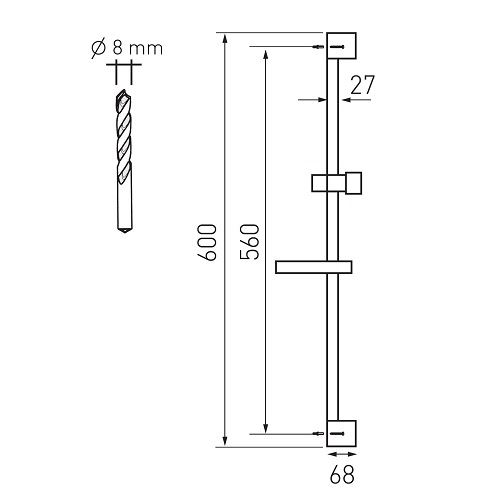 Držák sprchy posuvný s mýdlenkou, chrom, Novaservis, RAIL4,0