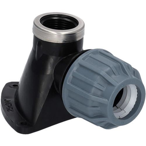 Plastové svěrné nástěnné koleno 90° PP-S d 20 x 1/2"