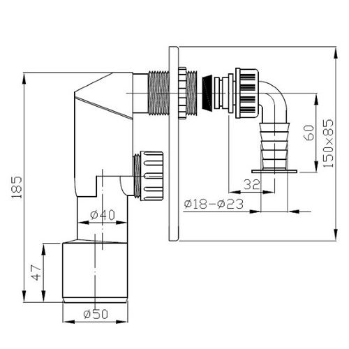 Pračkový sifon, odpad 40/50 mm, podomítkový, bílý-nerez, Plast Brno EPPN450