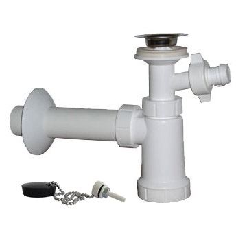 Umyvadlový sifon s výpustí 64 mm, odpad 40 mm, s přpojkou, Plast Brno EU1N341