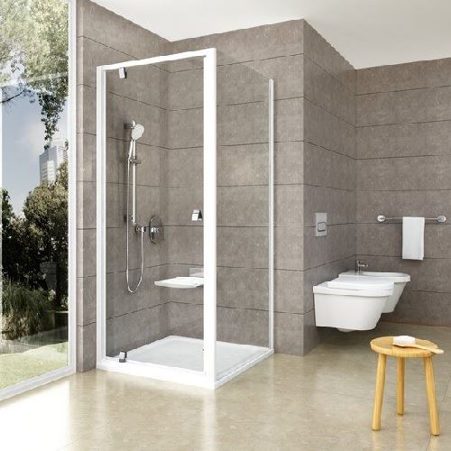 Sprchová stěna pevná Pivot PPS 900 mm, sklo transparent, profil bílý, Ravak, 90G70100Z1
