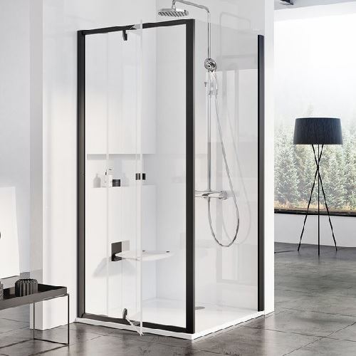 Sprchová stěna pevná Pivot PPS 900 mm, sklo transparent, profil černý, Ravak, 90G70300Z1
