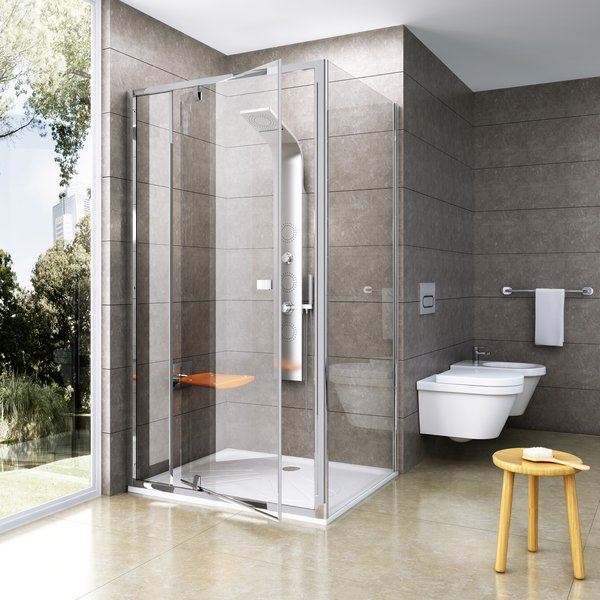 Sprchová stěna pevná Pivot PPS 900 mm, sklo transparent, profil satin, Ravak, 90G70U00Z1
