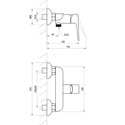Sprchová baterie Classic 150 mm, chrom, nástěnná, bez příslušenství, CL 032.00, Ravak X070084