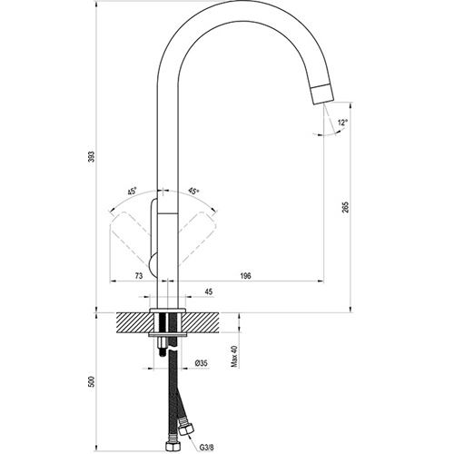 Dřezová baterie Classic, chrom, stojánková, CL 016.00, Ravak X070085
