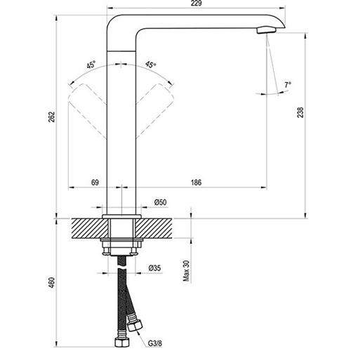 Dřezová baterie Flat, chrom, stojánková, FL 016.00, Ravak X070125