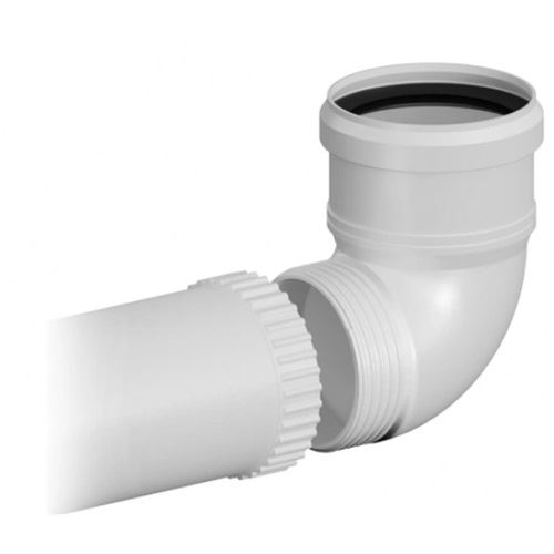 Šroubovací koleno zkrácené 87,5° d 80, délka 490mm, PP, Ricom Gas 10080BS2