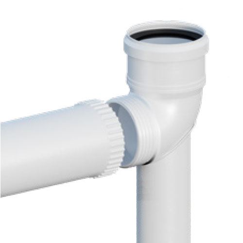 Koleno odkouření 90° d 80, 490 mm, s podpěrou 500 mm, PP, Ricom Gas 10080PBS2