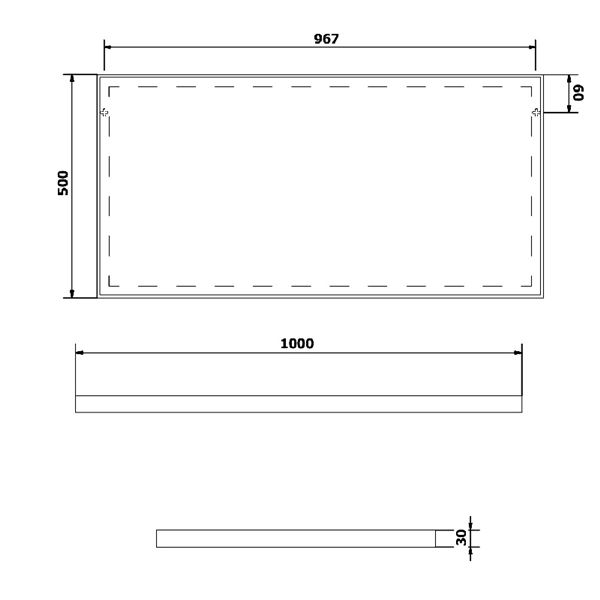 Arowana zrcadlo 100 × 500, černá/mat, Sapho AWB1050