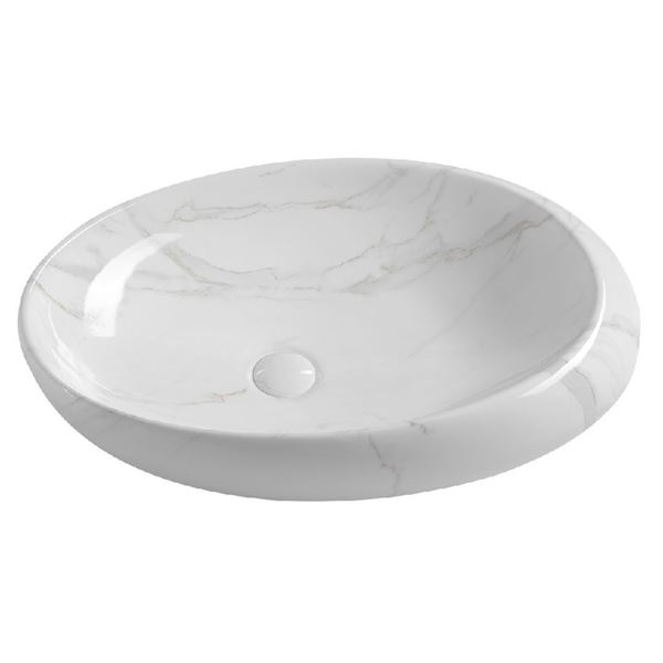 Umyvadlo na desku Dalma 68 × 44 × 16,5 cm, bez otvoru, bílé, na desku, bez přepadu, Sapho MM317