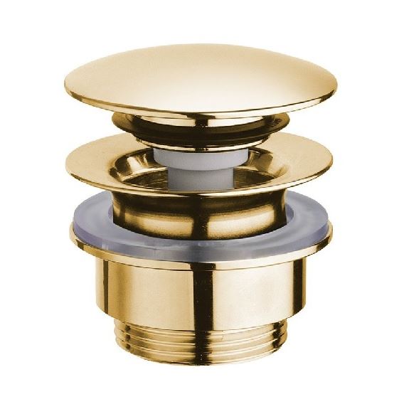 Umyvadlová výpusť 5/4", tichý click-clack, zlatá, Sapho UD425S52