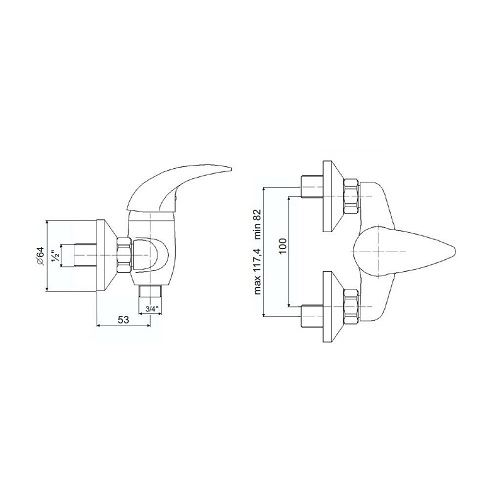 Dřezová baterie 3046 100 mm, chrom, nástěnná, Steno 304610