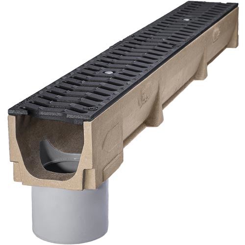 Odvodňovací žlab Self 100, H 80, 1 m, B125, litinový rošt, svislý odtok d 110 mm, Stora-Drain SE10081367P