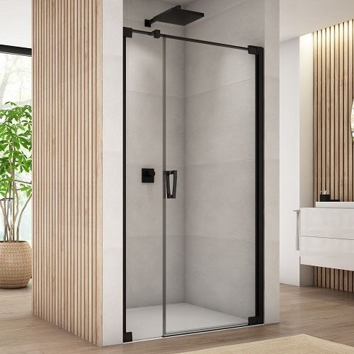 Sprchové dveře CADURA CA31C P 1400 mm, sklo čiré, profil černý, pravé, SanSwiss CA31CD1400607