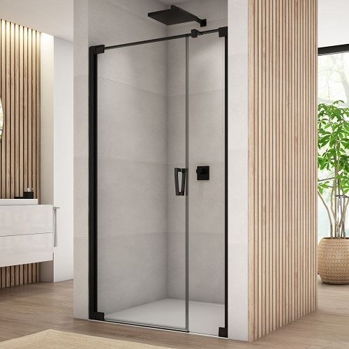 Sprchové dveře CADURA CA31C L 1200 mm, sklo čiré, profil černý, levé, SanSwiss CA31CG1200607