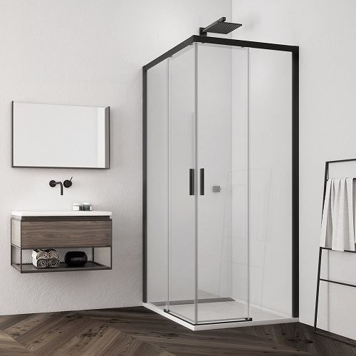 Sprchové dveře TOP-LINE S TLS P 900 mm, sklo čiré, profil černý, pravé, SanSwiss TLSD0900607