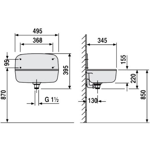 Nástěnná výlevka 46x35 cm, plast, s přepadem, bílá, Sanit 60001010099
