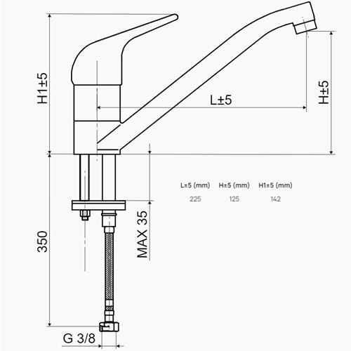 Dřezová baterie TA Tessa, chrom, stojánková, Slovarm 480601, TA.4006.A