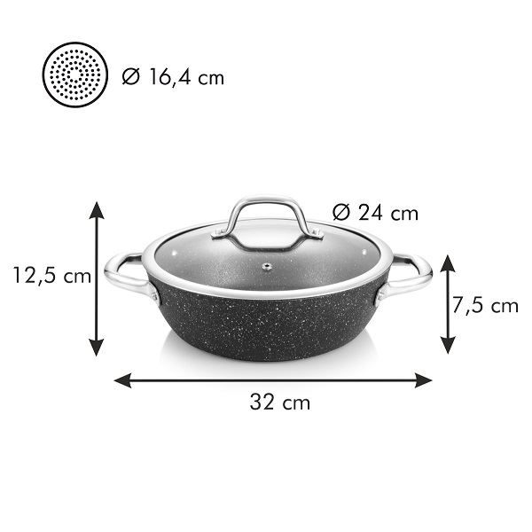 Hluboká pánev s poklicí Tescoma, PRESIDENT Stone, 24 cm, 780352