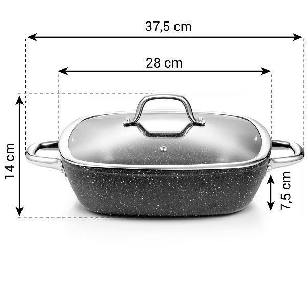 Pánev hluboká PRESIDENT Stone 28 cm s poklicí, čtvercová, Tescoma 780358.00