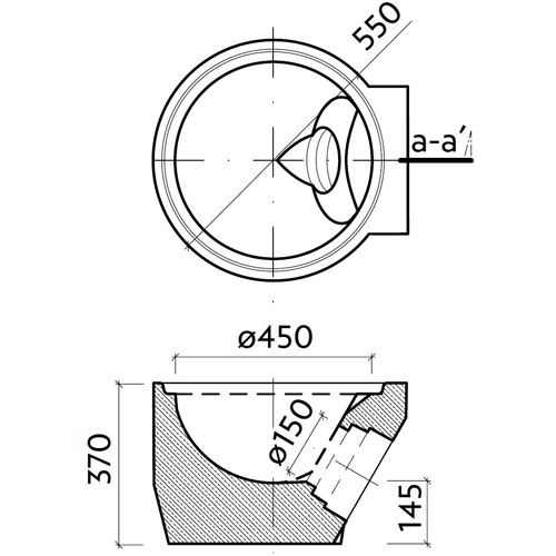 Dno s výtokem DN 150 TBV-Q 1a 450/330