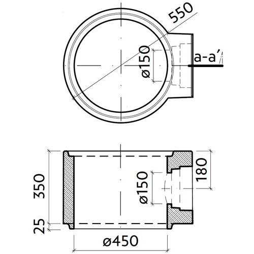 Skruž s odtokem DN 150 TBV-Q 3a 450/350