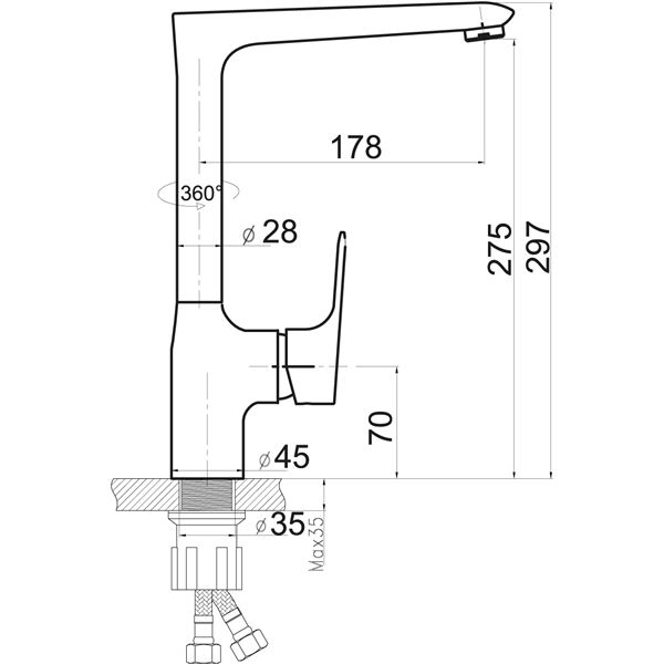 Dřezová baterie Titania Nice, chrom, stojánková, Novaservis 97713,0