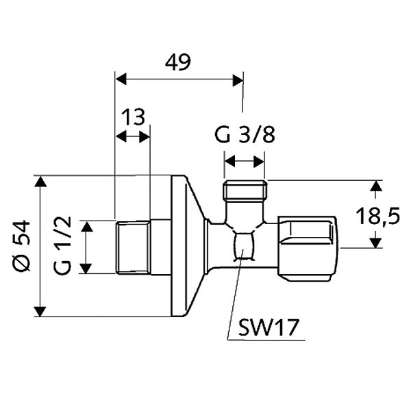 Ventil rohový Comfort 1/2" x 3/8", regulační, Schell 052120699